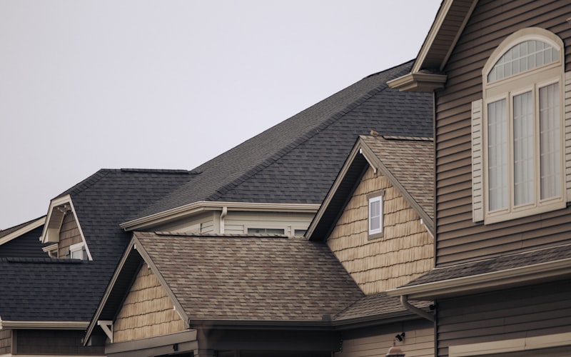 Residential neighborhood with new shingle roofs installed